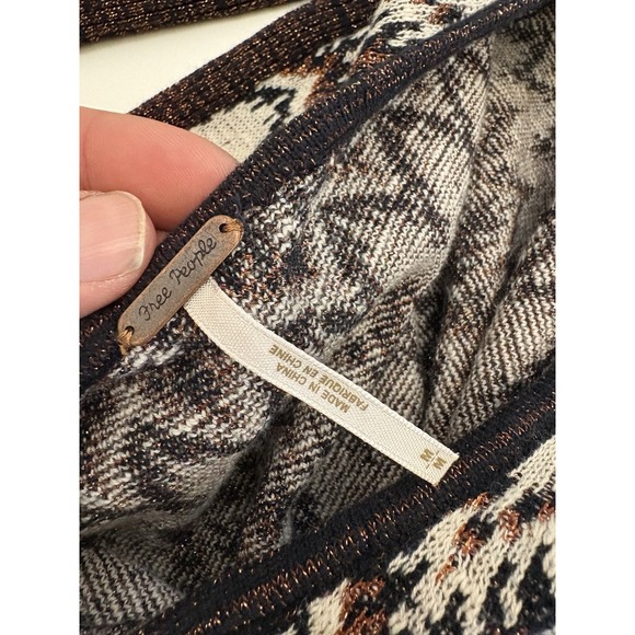 Free People Cozy Cabin Sweater Dress-Size M Metallic Chevron LS Low Back D35 - Picture 5 of 7